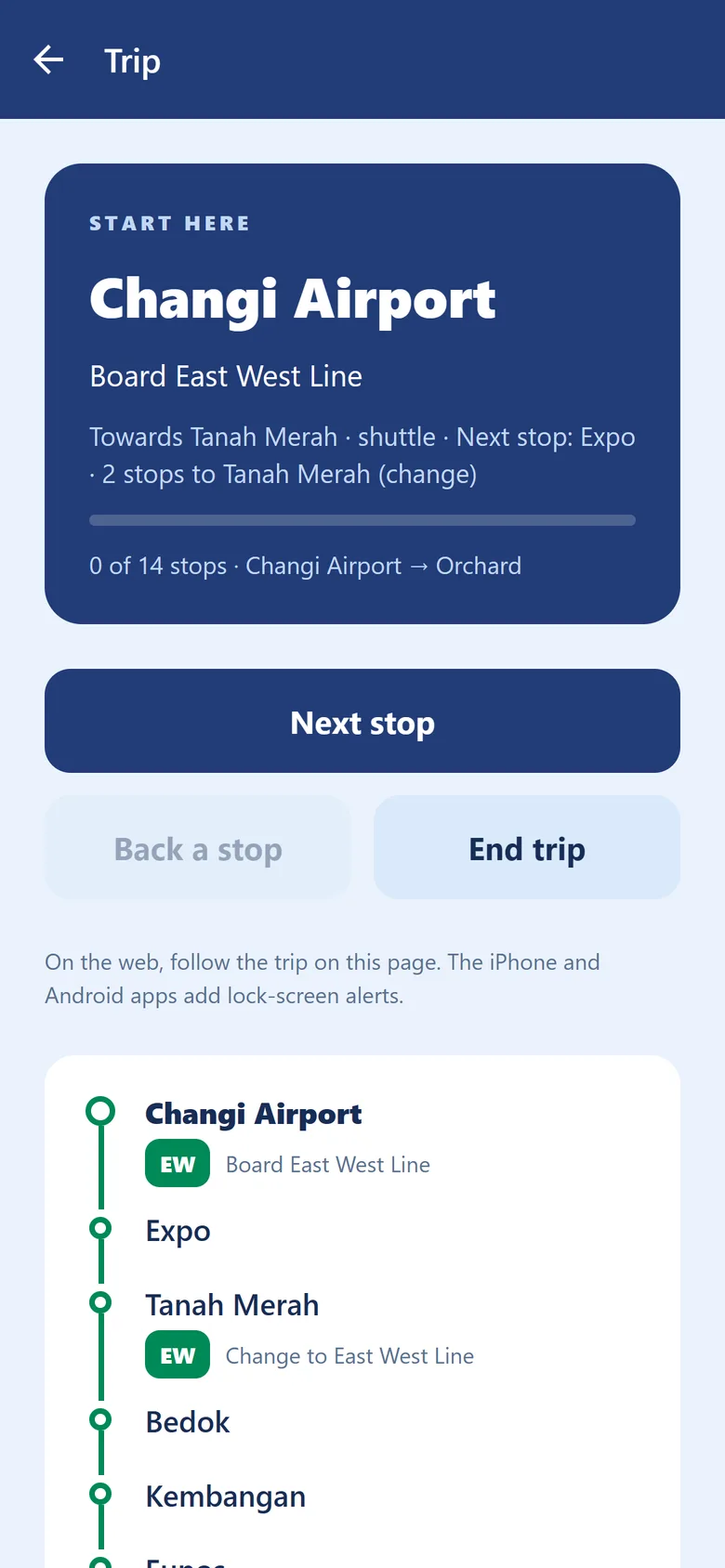 metroinfogo app: Trip mode. Board, change, get off. Step by step.
